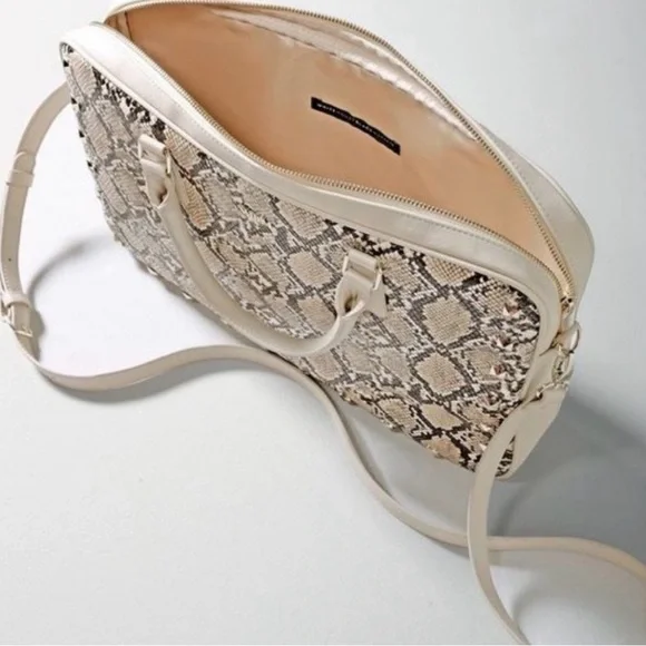 White House Black Market Snakeskin Print Laptop Briefcase Crossbody Bag - Picture 4 of 13